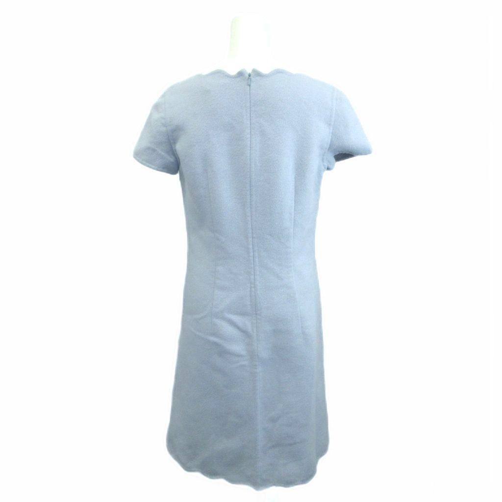 Dior Dress Angora Blend 36 Blue Light Scallop Neck Short Sleeve Midi Length YU — view 2