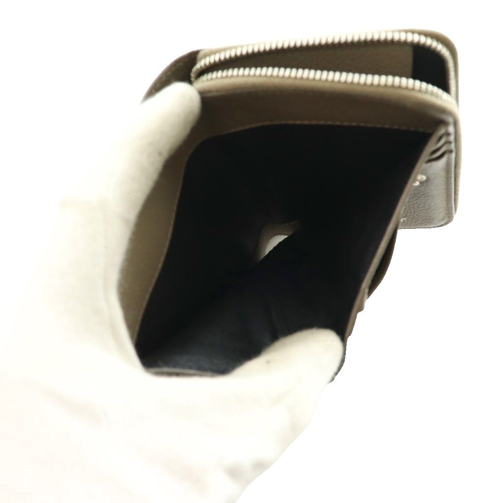 Saint Laurent Paris YSL Line Compact Zip Wallet Leather Logo Mocha SS — view 6