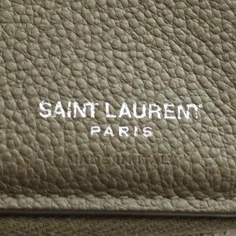 Saint Laurent Paris YSL Line Compact Zip Wallet Leather Logo Mocha SS — view 8