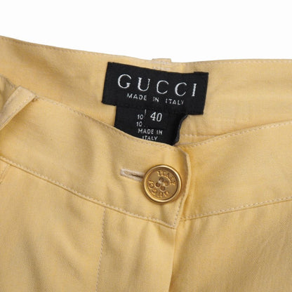 Gucci Vintage Pants 40 All Silk Two Tuck Trousers Pleated Gold Button — view 6