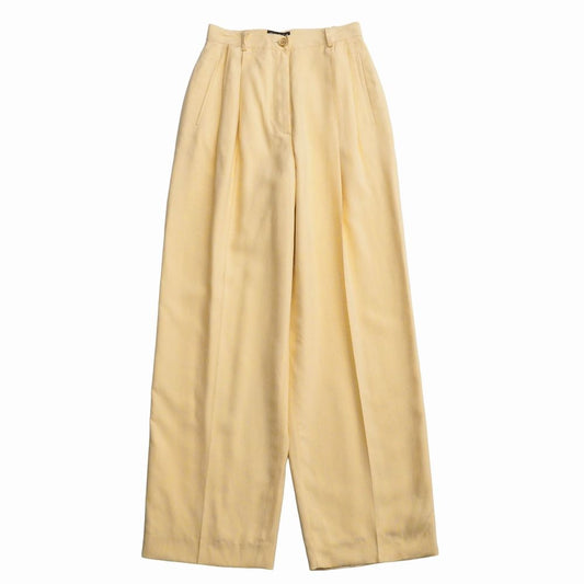 Gucci Vintage Pants 40 All Silk Two Tuck Trousers Pleated Gold Button