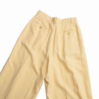 Gucci Vintage Pants 40 All Silk Two Tuck Trousers Pleated Gold Button — view 4