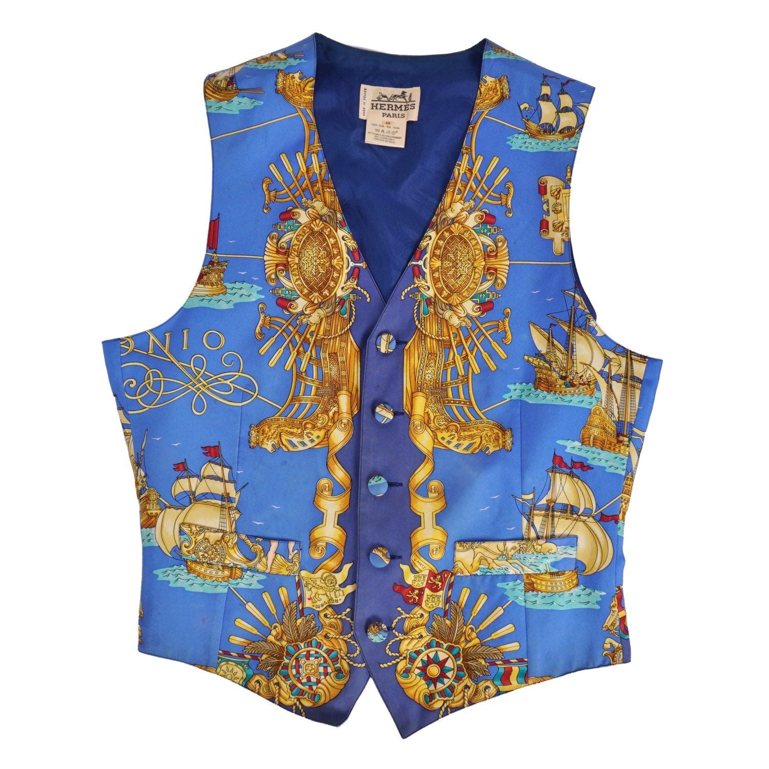 Hermes Vintage Vest Gilet Total Pattern Silk