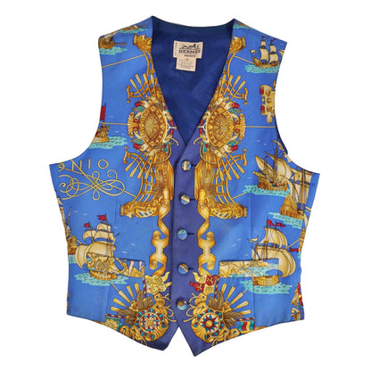 Hermes Vintage Vest Gilet Total Pattern Silk