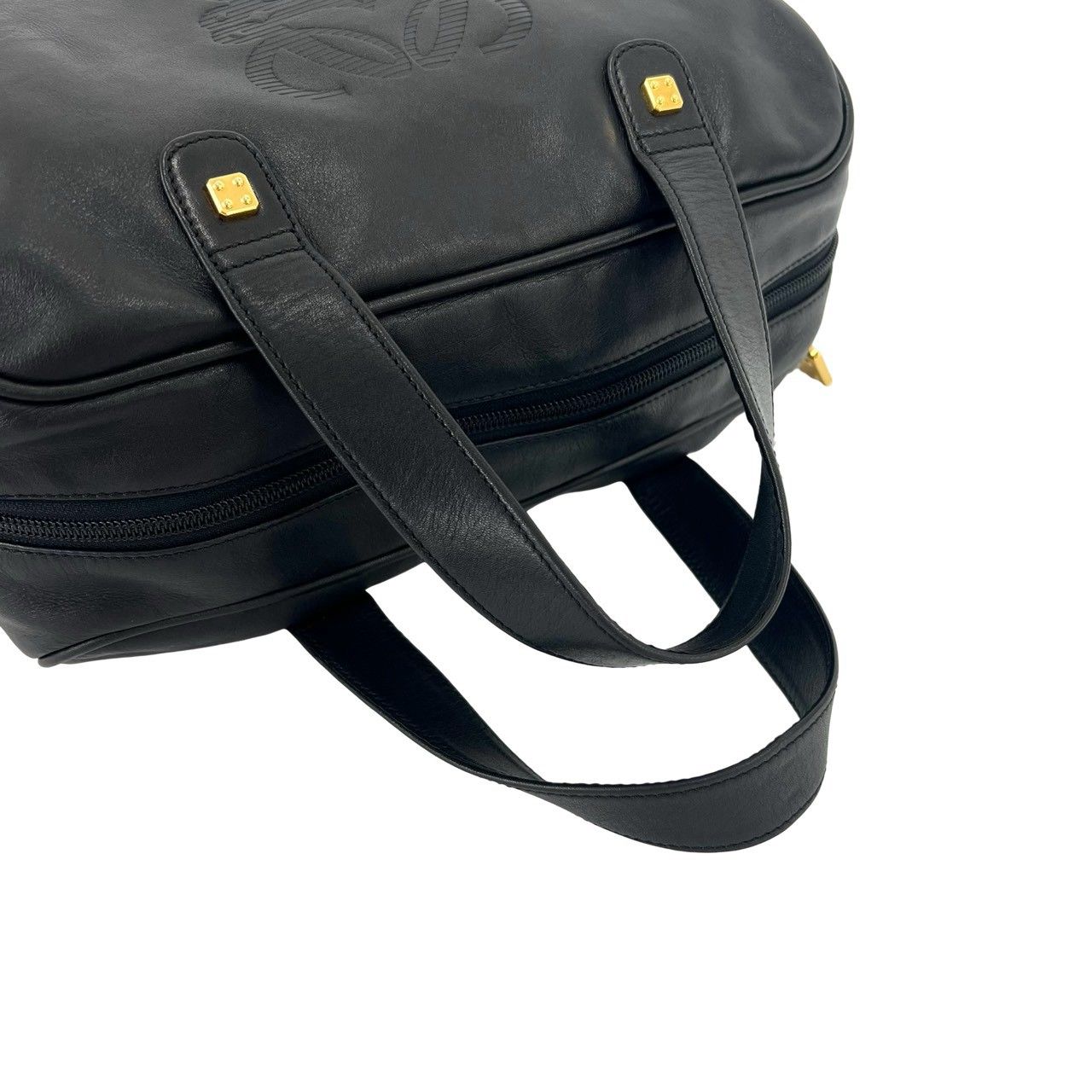 Loewe Vintage Amazona 28 Anagram Leather Mini Boston Bag Tote Black — view 4