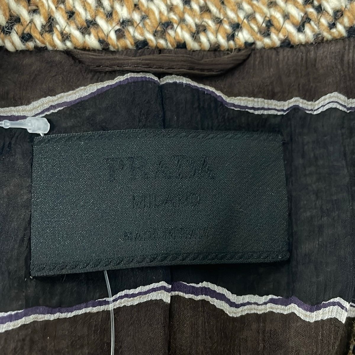 Prada Jacket 40 M Dark Brown Ivory Multi Long Sleeve Knit Spring Autumn — view 3