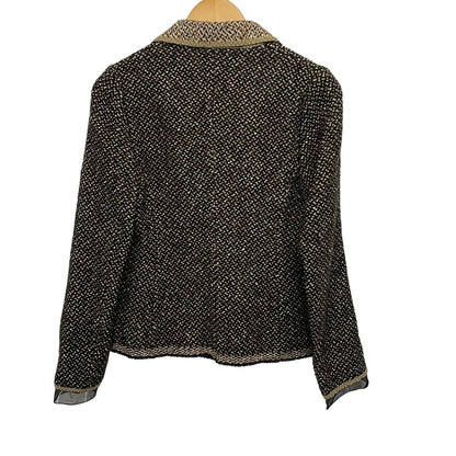 Prada Jacket 40 M Dark Brown Ivory Multi Long Sleeve Knit Spring Autumn — view 2