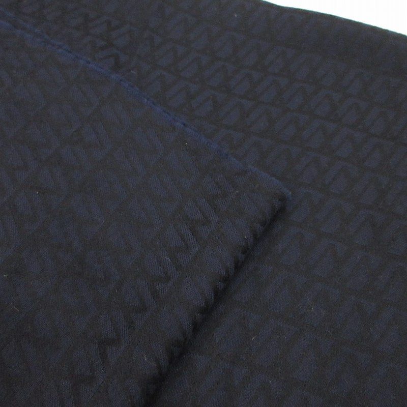 Louis Vuitton Scarf Shawl All Over Pattern Logo Embroidery Wool Navy Black 175 — view 5