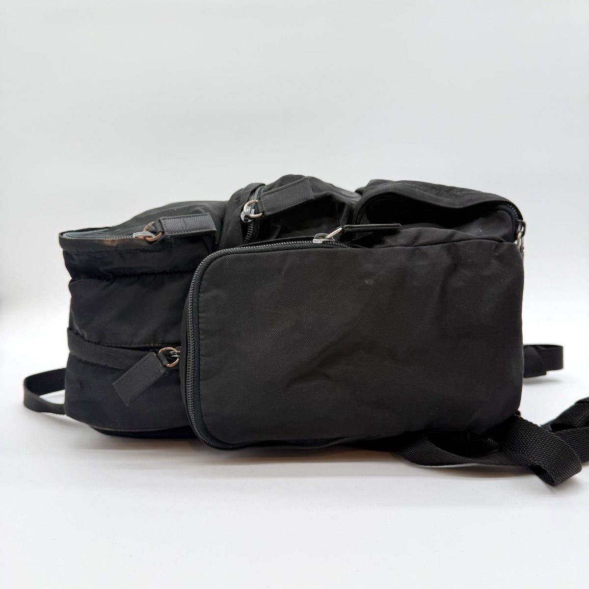Prada Large Backpack Triangle Logo Nylon Black — view 5