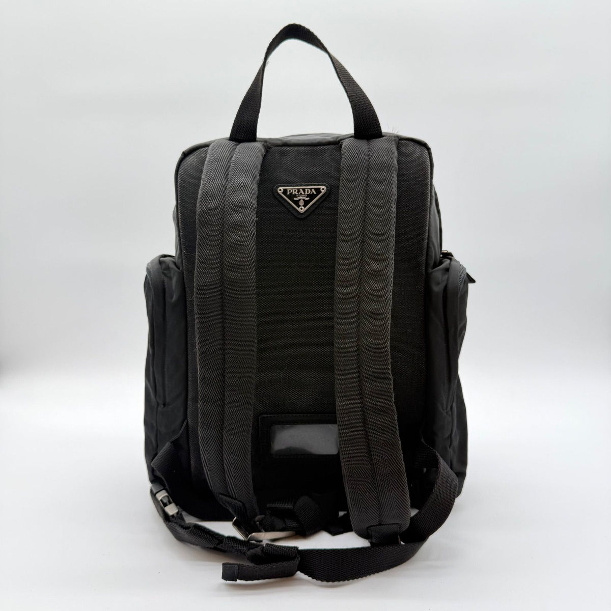 Prada Large Backpack Triangle Logo Nylon Black — view 2
