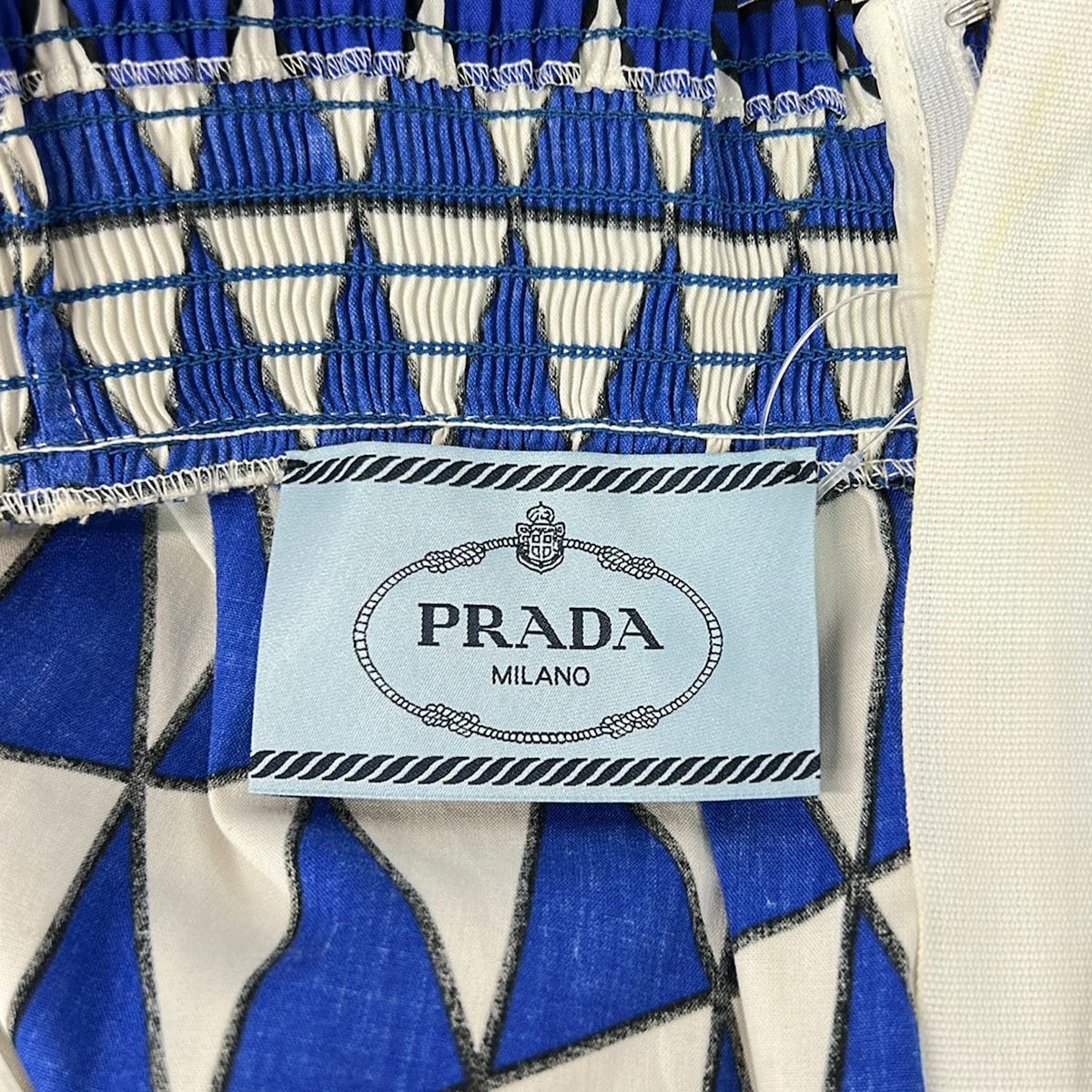Prada Dress 38 S Blue White Black Short Sleeve Knee Length — view 3
