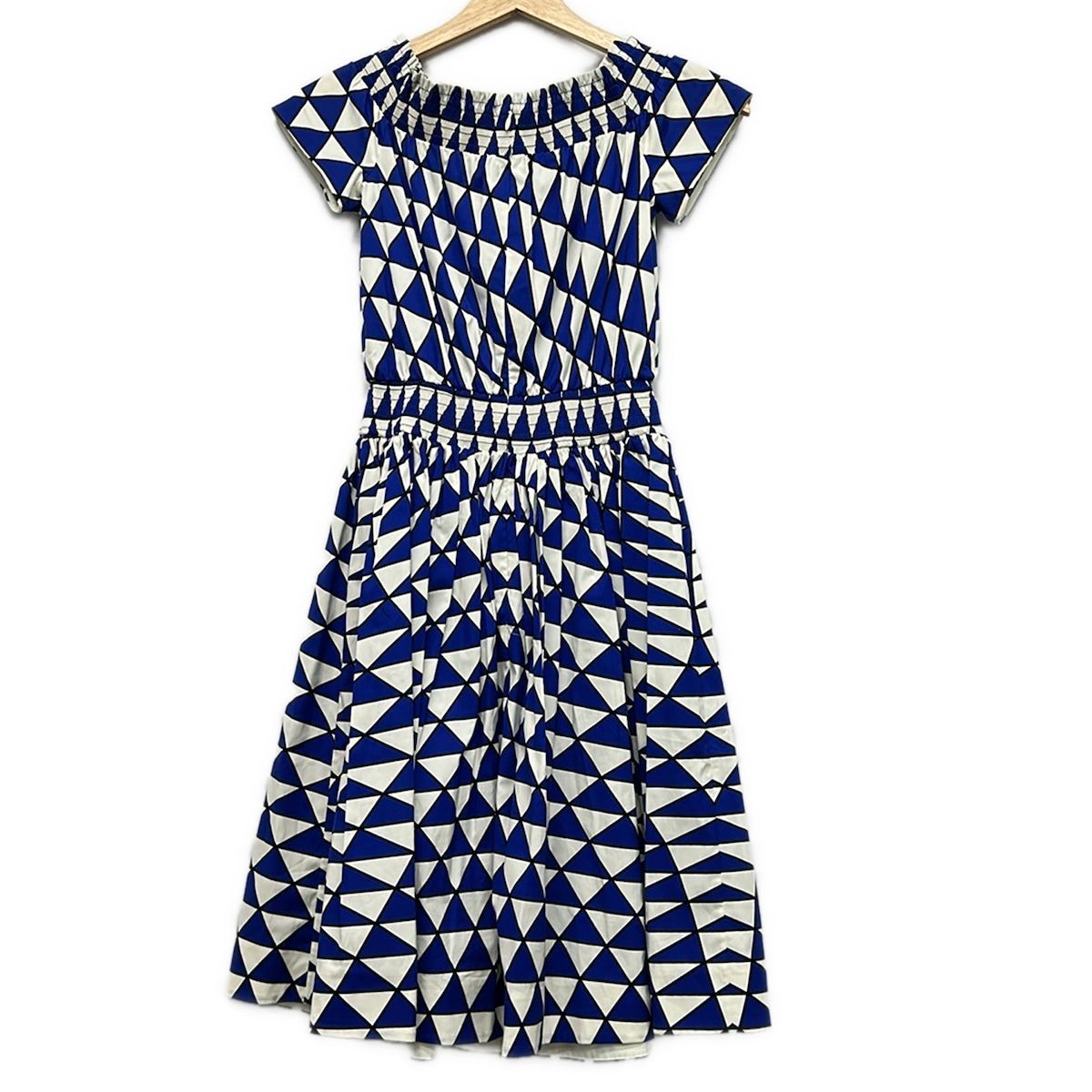 Prada Dress 38 S Blue White Black Short Sleeve Knee Length — view 2