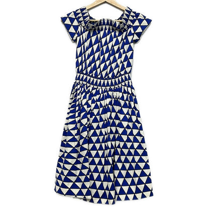 Prada Dress 38 S Blue White Black Short Sleeve Knee Length