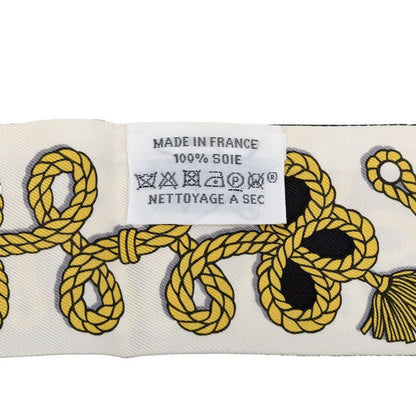 Hermes Twilly Galons Et Brandebourgs Scarf Black White Silk — view 4