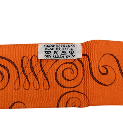 Hermes Twilly Exercice Pour Foumer la Reach Out Scarf Orange Silk — view 5