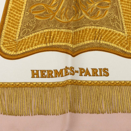 Hermes Carre 90 Saber Decoration Bag Poste Et Cavalerie Scarf Pink White Silk — view 3