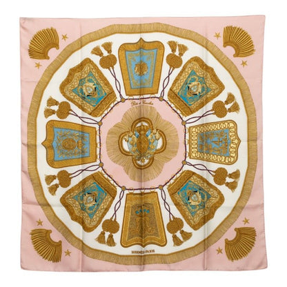 Hermes Carre 90 Saber Decoration Bag Poste Et Cavalerie Scarf Pink White Silk