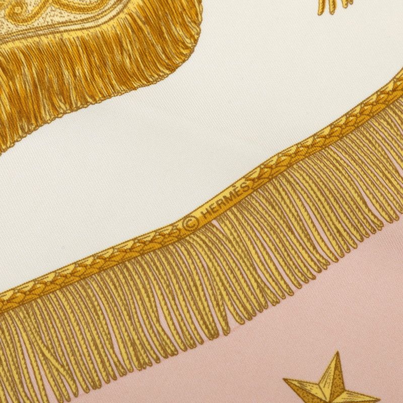 Hermes Carre 90 Saber Decoration Bag Poste Et Cavalerie Scarf Pink White Silk — view 4