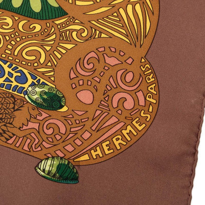 Hermes Carre 90 L'atlantide Atlantis Scarf Brown Silk — view 6