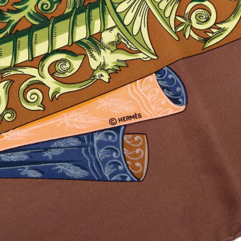 Hermes Carre 90 L'atlantide Atlantis Scarf Brown Silk — view 4