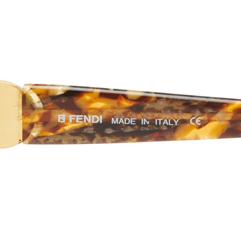 Fendi FF Logo Coin Motif Eyewear Sunglasses 034 Brown Gold Acetate Plated — view 6