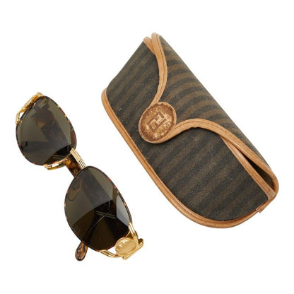 Fendi FF Logo Coin Motif Eyewear Sunglasses 034 Brown Gold Acetate Plated — view 8