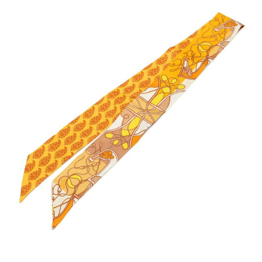 Hermes Twilly Coup de Fouet Au Bloc Scarf New Tag Orange Silk