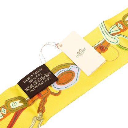 Hermes Twilly Brides de Gala Ceremonial Bridle Scarf Yellow Silk — view 5