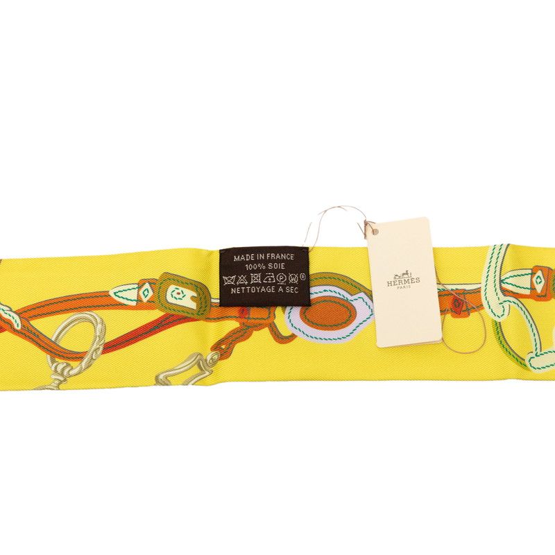 Hermes Twilly Brides de Gala Ceremonial Bridle Scarf Yellow Silk — view 4