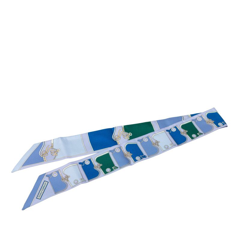 Hermes Twilly Camaille Scarf New Tag Blue Silk