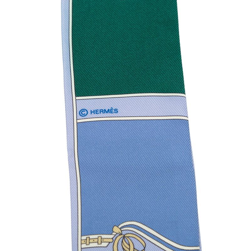 Hermes Twilly Camaille Scarf New Tag Blue Silk — view 3