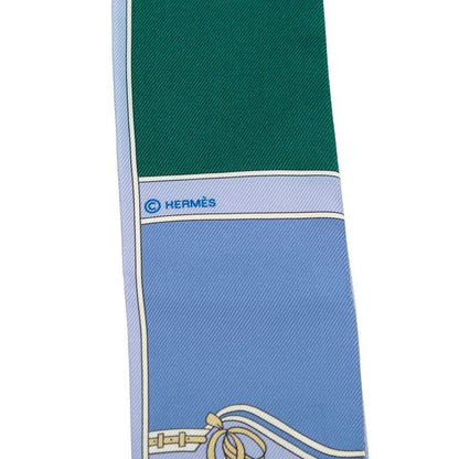 Hermes Twilly Camaille Scarf New Tag Blue Silk — view 3