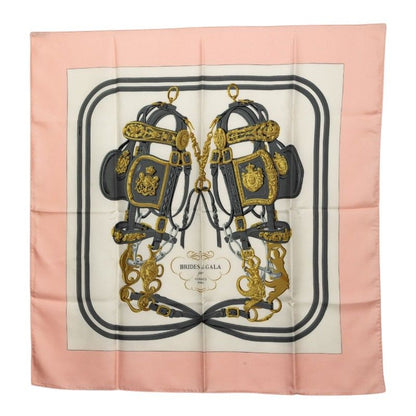 Hermes Carre 90 Brides de Gala Ceremonial Bridle Scarf Pink Ivory Silk