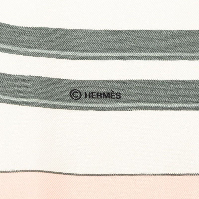 Hermes Carre 90 Brides de Gala Ceremonial Bridle Scarf Pink Ivory Silk — view 4