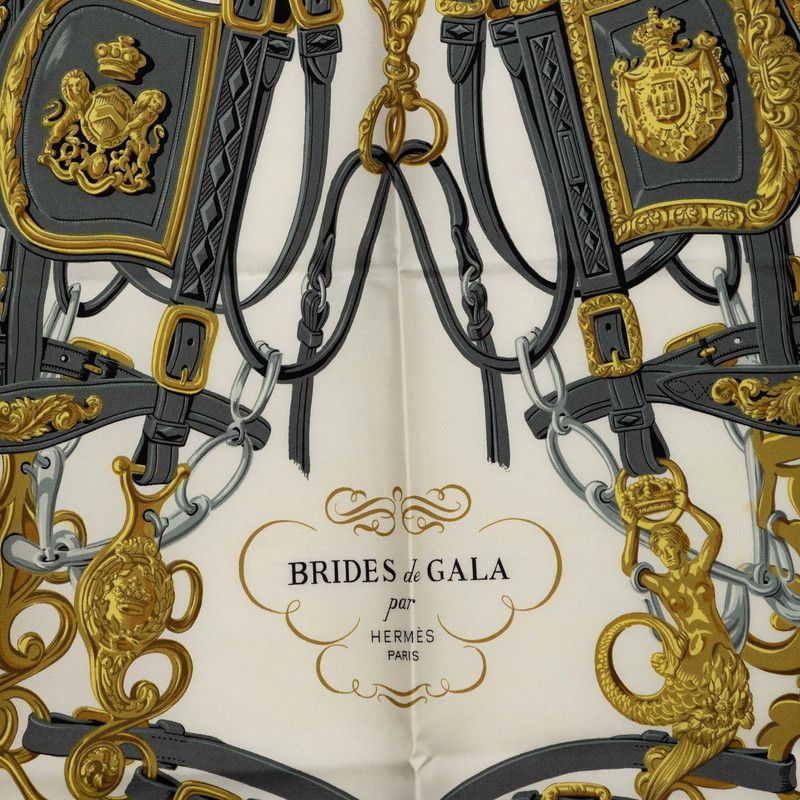 Hermes Carre 90 Brides de Gala Ceremonial Bridle Scarf Pink Ivory Silk — view 2