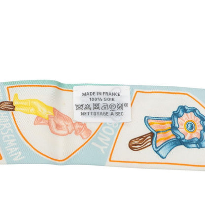 Hermes Twilly Funny Ice Cream Scarf Blue White Silk — view 5