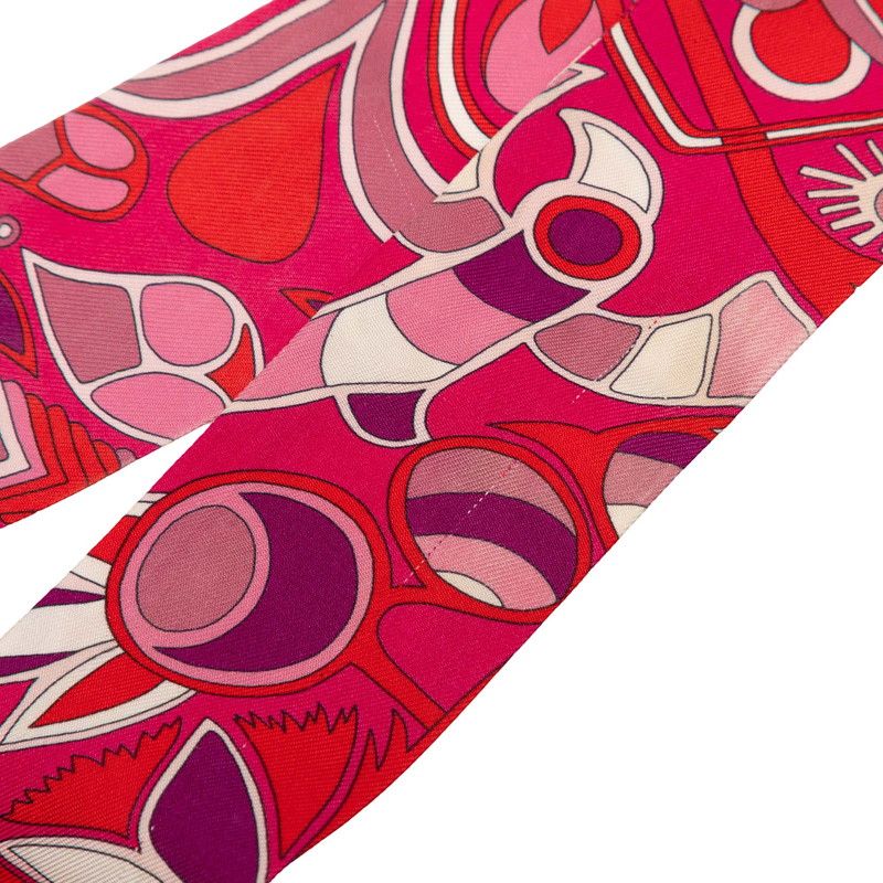 Hermes Twilly Folklore BE Fuchsia Rouge Ros Scarf Purple Magenta Silk — view 4