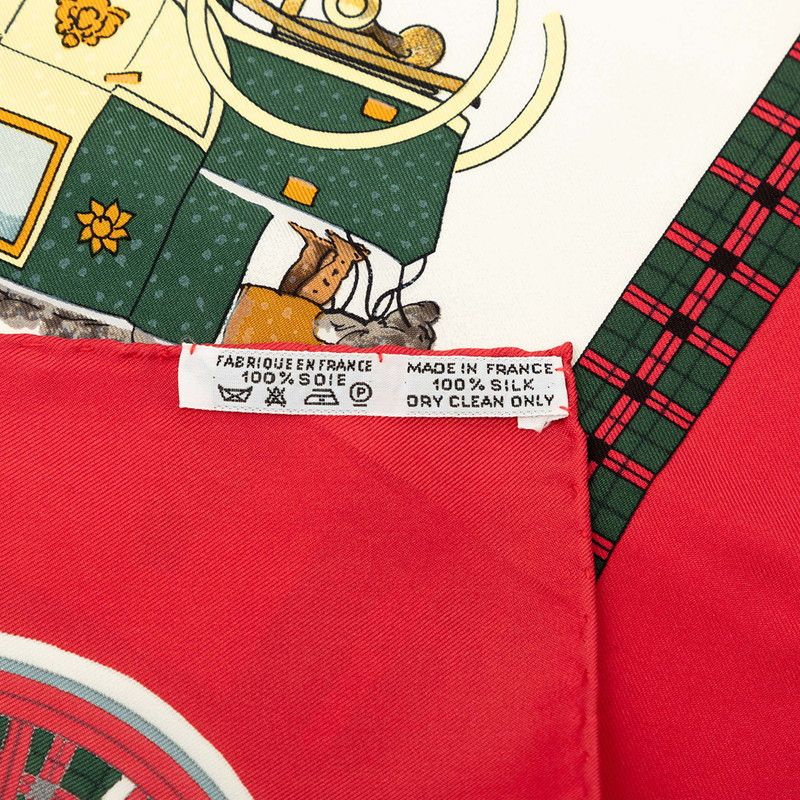 Hermes Carre 90 Winter Mail L'hiver en Poste Scarf Red Multicolor Silk — view 8