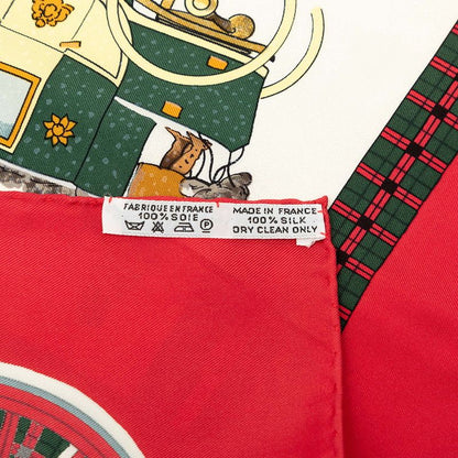 Hermes Carre 90 Winter Mail L'hiver en Poste Scarf Red Multicolor Silk — view 8