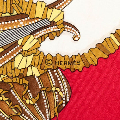 Hermes Carre 90 Feast of the Sun King les Fetes du Roi Soleil Scarf Red Ivory — view 4