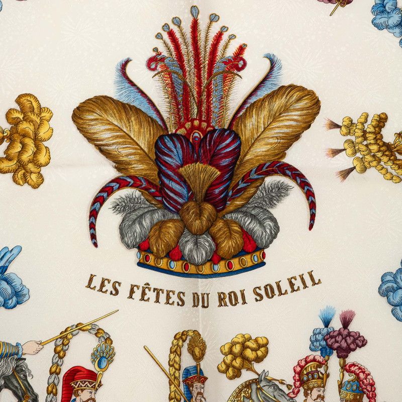 Hermes Carre 90 Feast of the Sun King les Fetes du Roi Soleil Scarf Red Ivory — view 2