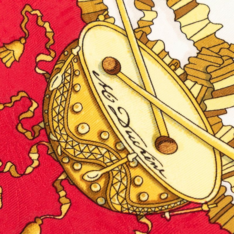 Hermes Carre 90 Feast of the Sun King les Fetes du Roi Soleil Scarf Red Ivory — view 3