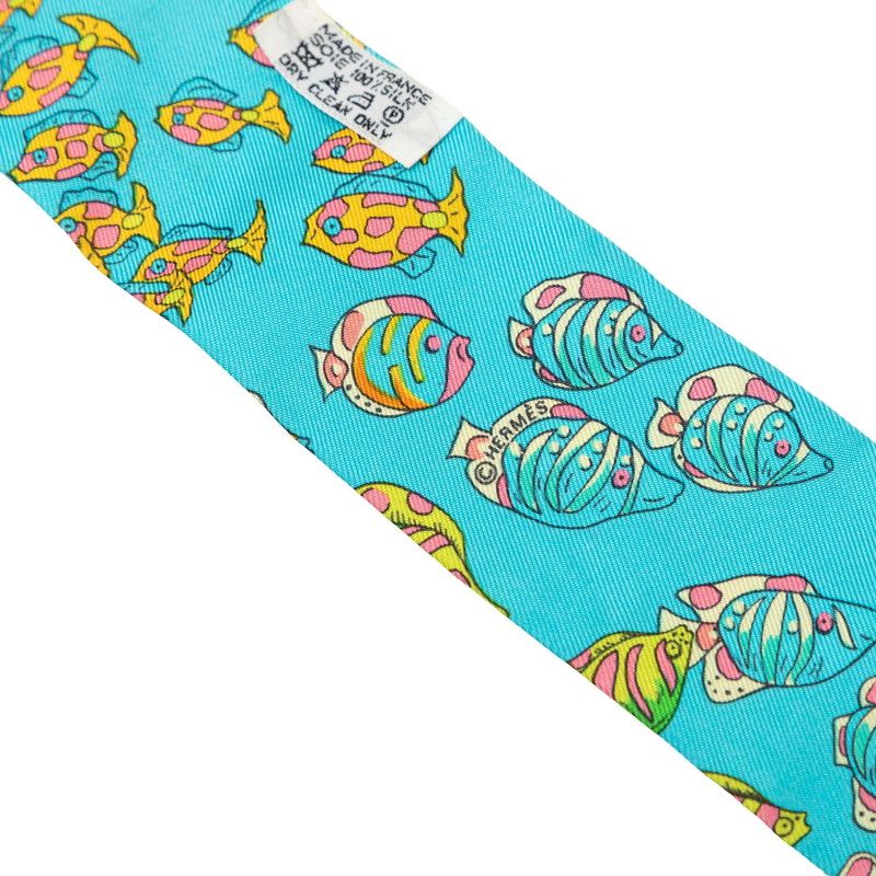 Hermes Twilly Rencontre Oceane Atlantic Encounters Scarf Blue Light Silk — view 3