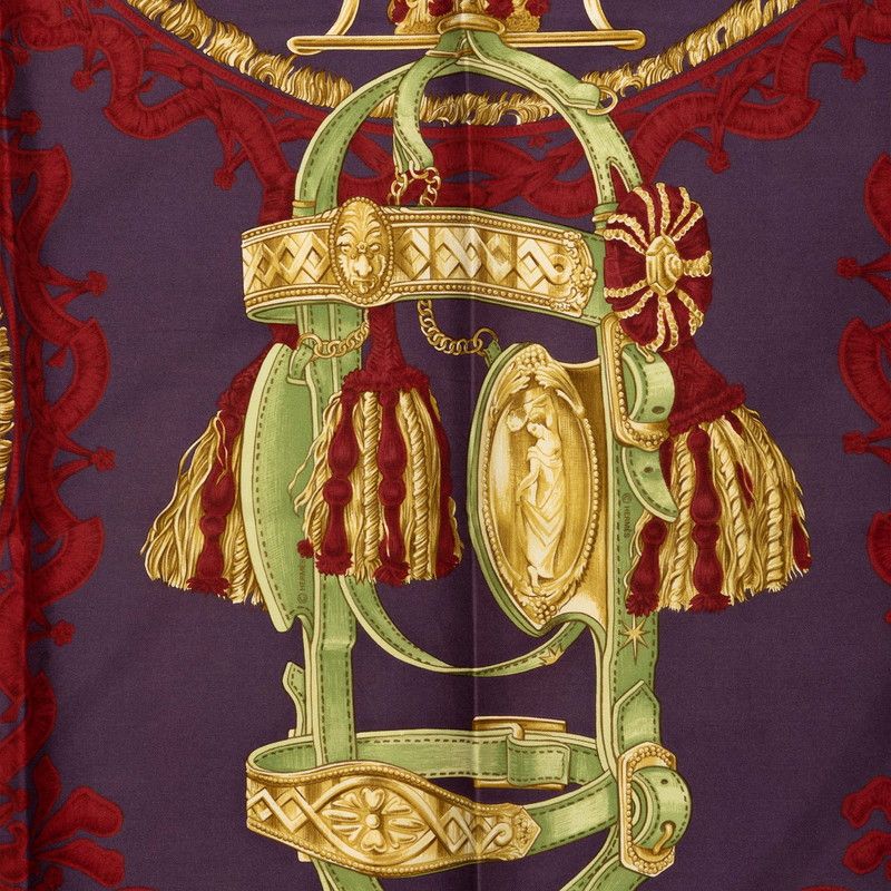 Hermes Carre 90 Bride de Cour Scarf Purple Silk — view 3