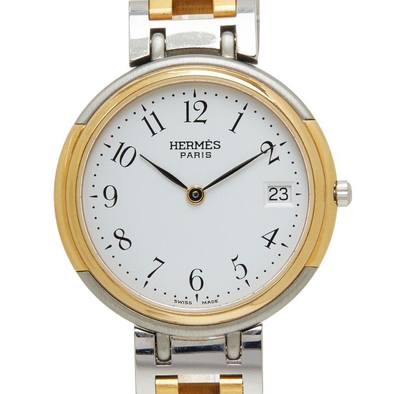 Hermes Windsor Watch 62.03 White Gold Silver Stainless Steel