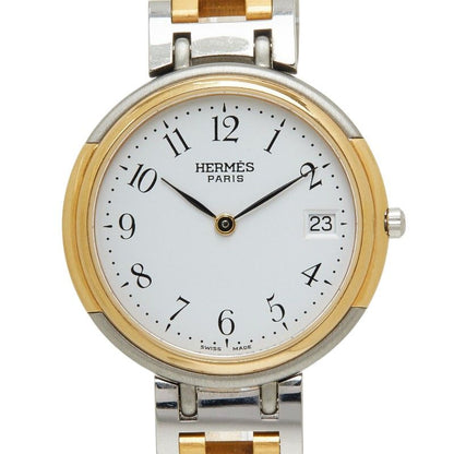 Hermes Windsor Watch 62.03 White Gold Silver Stainless Steel