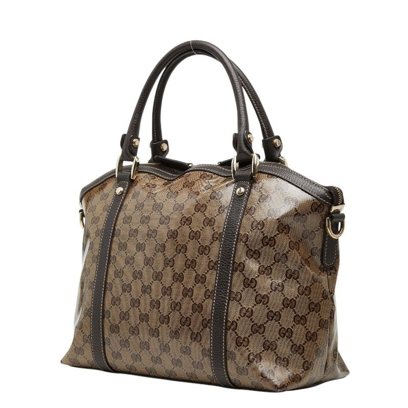 Gucci GG Crystal Interlocking 2-Way Shoulder Bag Brown Leather — view 2