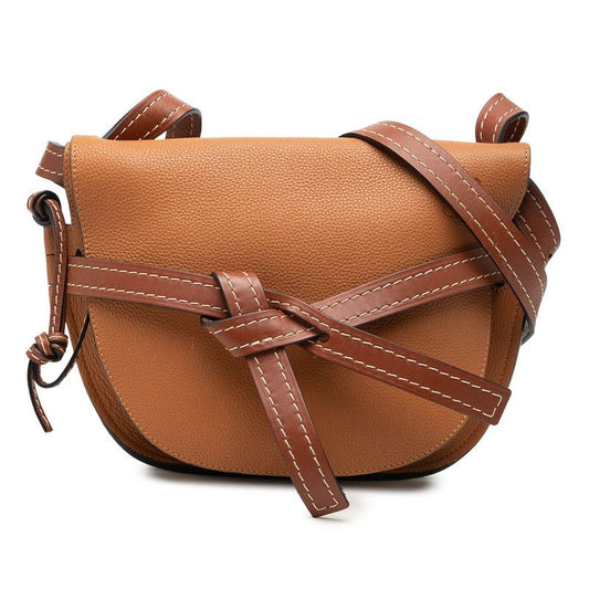 Loewe Anagram Gate Crossbody Shoulder Bag Brown Leather