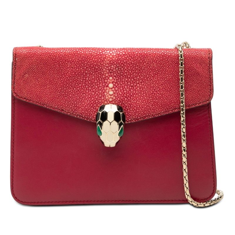 Bvlgari Serpenti Forever Crossbody Chain Shoulder Bag Wine Red Leather