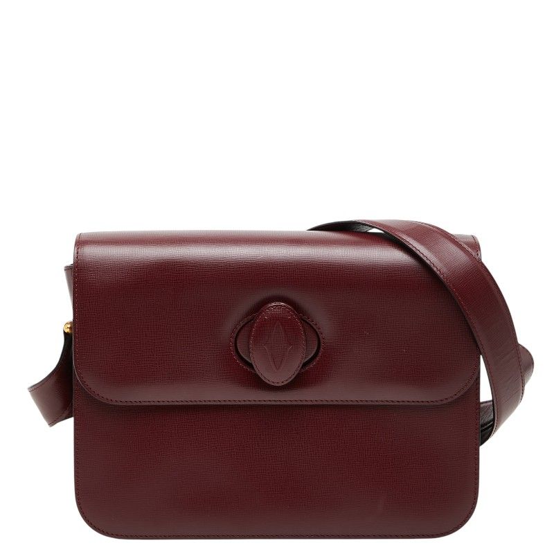 Cartier Must Line Crossbody Shoulder Bag Wine Red Bordeaux Leather